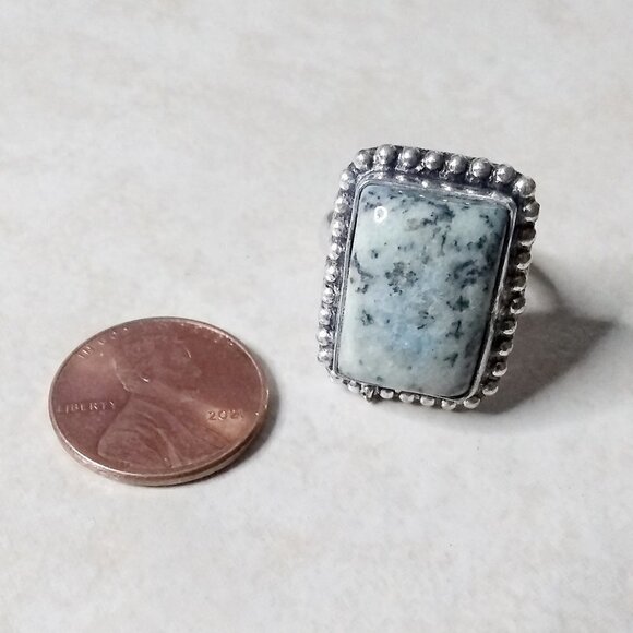 Milky Green Dendritic Agate Ring - Sz 7.25 - Minimalist Southwest & Boho Vibes - Picture 1 of 5